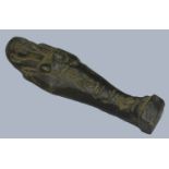 Egypt, Late Period (664-332 BC), Black glazed faience shabti, with a moulded hieroglyphic in...