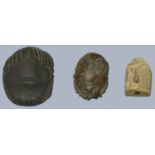 Egypt, Late Period (664-332 BC), Scarabs (2), first in brown stone with naturalistic feature...