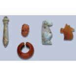 Egypt, Middle Kingdom (c. 2055-1650 BC), Carnelian hippopotamus head amulet, 11mm, 0.60g; Ne...