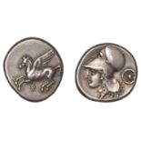 Greek Coinages, CORINTHIA, Corinth, Stater, 400-350, Pegasus flying left, q below, rev. helm...