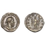 Macrinus, Denarius, 217-8, laureate and cuirassed bust right with long beard, rev. fides mil...