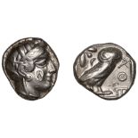 Greek Coinages, ATTICA, Athens, Tetradrachm, late standardised type, c. 440-405, helmeted he...