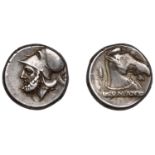 Roman Republican Coinage, Anonymous, Didrachm, Neapolis (?), c. 300-276, helmeted head of Ma...