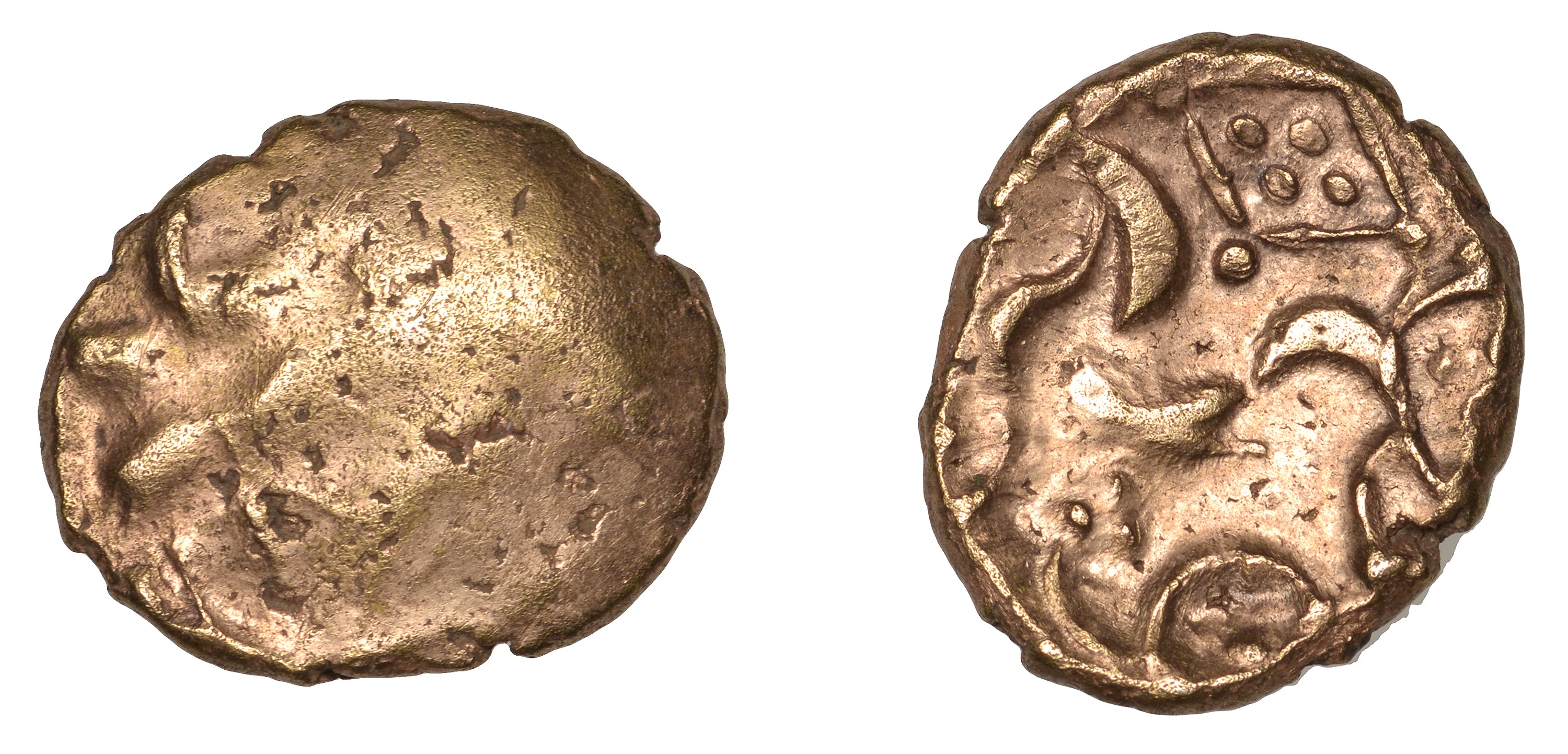 CORIELTAUVI, Early Uninscribed issues, Stater, Kite/Wheel type, wreath pattern, rev. stylise...
