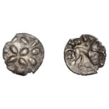 CORIELTAUVI, Vepo, silver Half-Unit, wreath pattern, rev. horse right, vep above, star below...