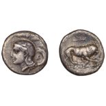 Greek Coinages, LUCANIA, Velia, Didrachm or Nomos, c. 300-280, head of Athena left, wearing...