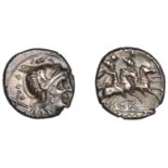 Roman Republican Coinage, Anonymous, Denarius, gr series, c. 199-170, helmeted head of Roma...