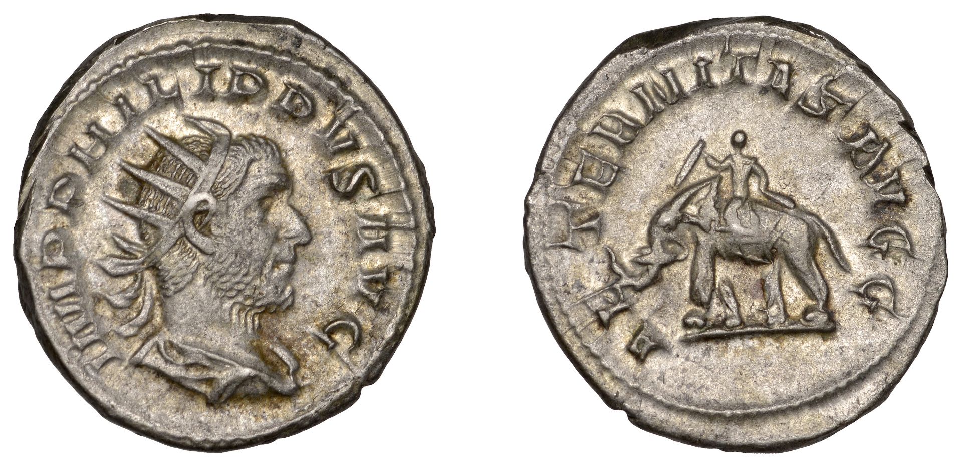 Philip I, Antoninianus, 247-9, radiate and draped bust right, rev. aeternitas avgg, elephant...