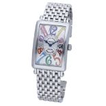 Franck Muller: A stainless steel rectangular wristwatch with bracelet, Ref. 952 QZ, Long Isl...