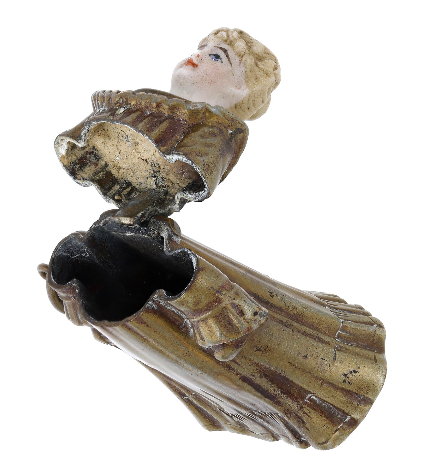 A rare 19th century brass vesta case modelled as a young girl in the manner of Kate Greenawa... - Image 3 of 4