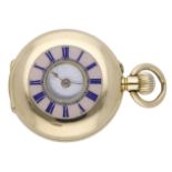 Swiss. A small gold half-hunting cased keyless watch, circa 1920. Movement: lever escapemen...