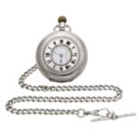 Swiss. Retailed by Rendall & Dent. A silver half-hunting cased keyless watch, circa 1918. M...