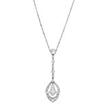 A diamond pendant, circa 1910, the teardrop-shaped pendant centred with a kite-shaped diamon...