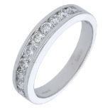 An 18ct white gold diamond eternity ring, channel-set to the front with brilliant-cut diamon...