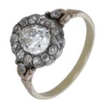 An early 19th century diamond cluster ring, set with an old pear-shaped diamond in a surroun...