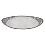 A George III silver snuffers tray, oval with gadrooned border, by Daniel Pontifex, London 17...