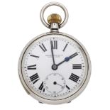 Swiss. Retailed by Oxford Watch Co. A silver open-faced quarter repeating keyless watch, cir...