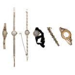 A collection of bangles and watches, comprising a Victorian hinged bangle, a hinged bangle m...