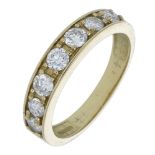 An 18ct yellow gold diamond eternity ring, claw-set to the front with brilliant-cut diamonds...