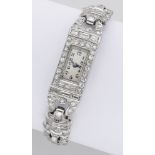 Josarn. A platinum and diamond-set Art Deco cocktail watch, circa 1930. Movement: manual wi...