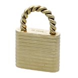 An 18ct gold padlock by Kurt Weiss for Cartier, 1979, with reeded body and ropetwist shackle...