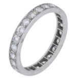 An Art Deco diamond eternity ring, French, set throughout with transitional-cut diamonds, pl...