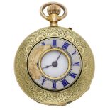 Swiss, Retailed by J. Phillips & Co. A lady's gold half-hunting cased keyless watch, circa 1...