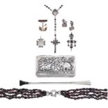 A small collection of miscellaneous items, comprising a pair of silver crest cufflinks and a...