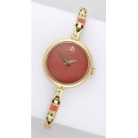 Baume & Mercier. A lady's gold and coral bracelet watch, Ref. 36663-9, circa 1990. Movement...