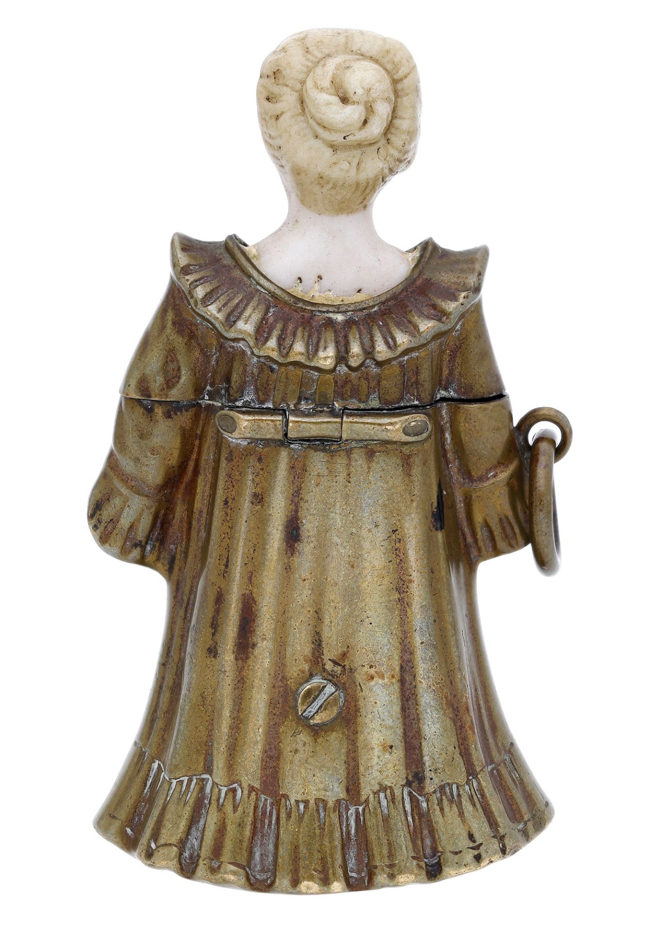 A rare 19th century brass vesta case modelled as a young girl in the manner of Kate Greenawa... - Image 2 of 4