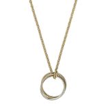 An 18ct gold Trinity pendant on chain by Cartier, the pendant of tricoloured interlocking de...