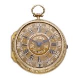 Graham. A gold repousse pair cased verge watch, circa 1730. Movement: gilded full plate, ve...