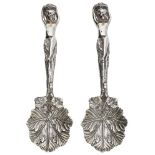 A pair of Regency cast silver figural serving spoons, by Edward Farrell, London 1816, of...
