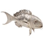 A large articulated fish, with dorsal, pectoral and pelvic fins, and ring attachment, the h...