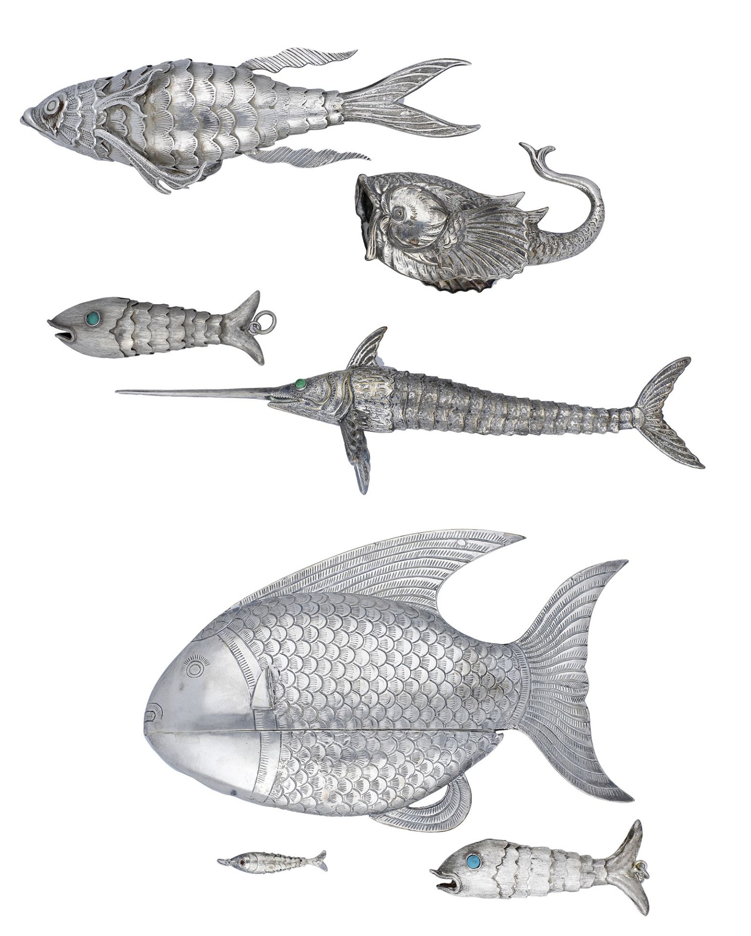 A collection of fish, including an articulated marlin and another articulated example, both... - Bild 2 aus 2