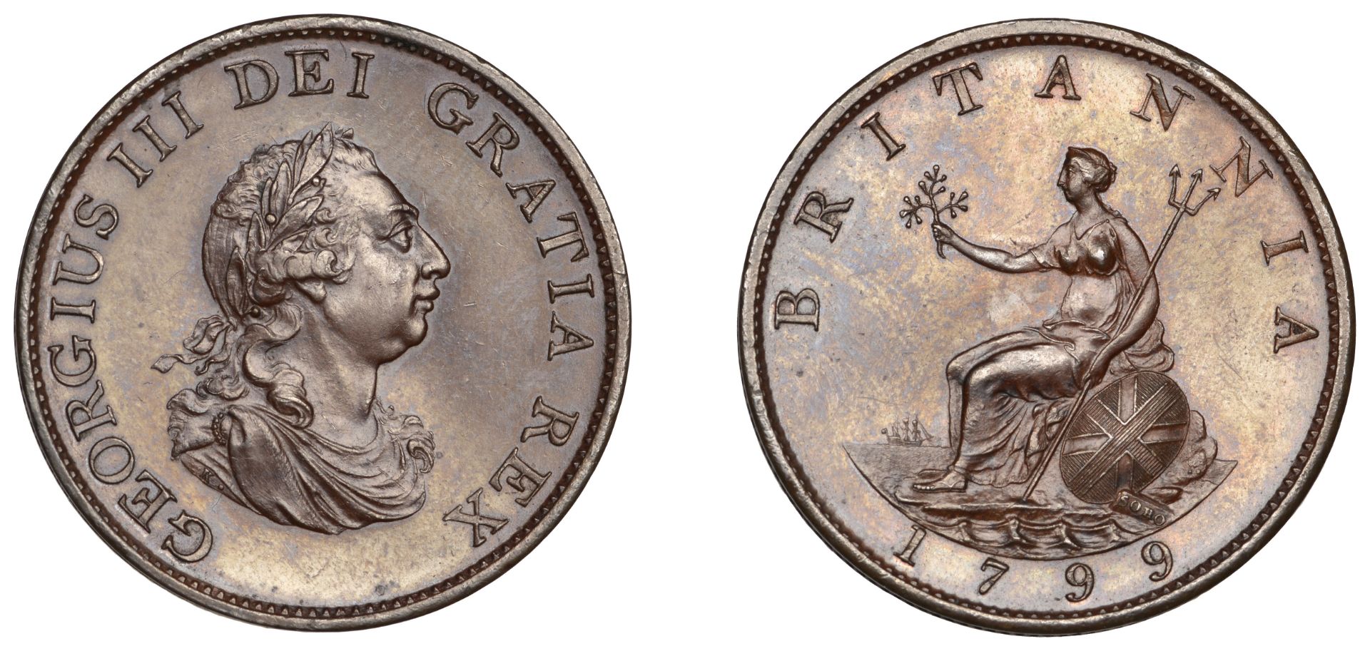 George III (1760-1820), Pre-1816 issues, Pattern Halfpenny, 1799 (early Soho), by C.H. KÃ¼chl...