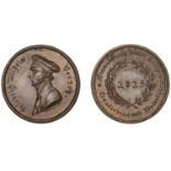 BRUNSWICK-WOLFENBÃœTTEL, Battles of Quatre Bras and Waterloo, 1815, a copper medal by C. HÃ¤se...