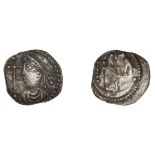 Early Anglo-Saxon Period, Sceatta, Secondary series L, type 19, diademed bust left, long cro...