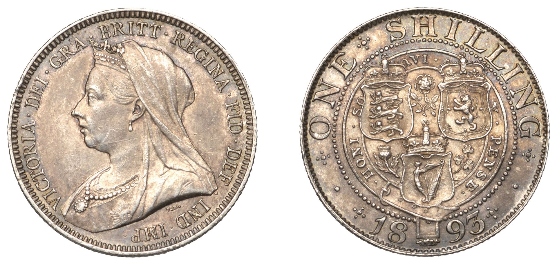 Victoria (1837-1901), Shilling, 1893, rose with lines between petals, dies 1C (Davies â€“; ESC...