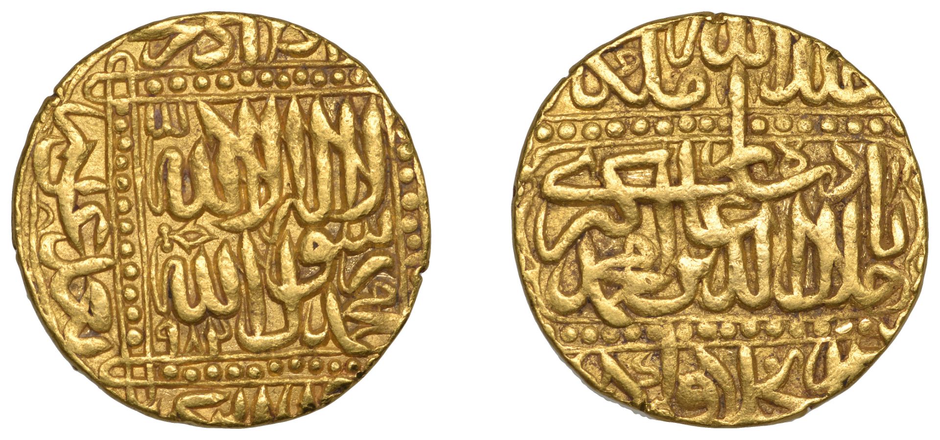 India, MUGHAL, Akbar, Mohur, Dar al-Khilafat Agra 982h, 10.86g/3h (Liddle G-6; KM 108.1; ICV...