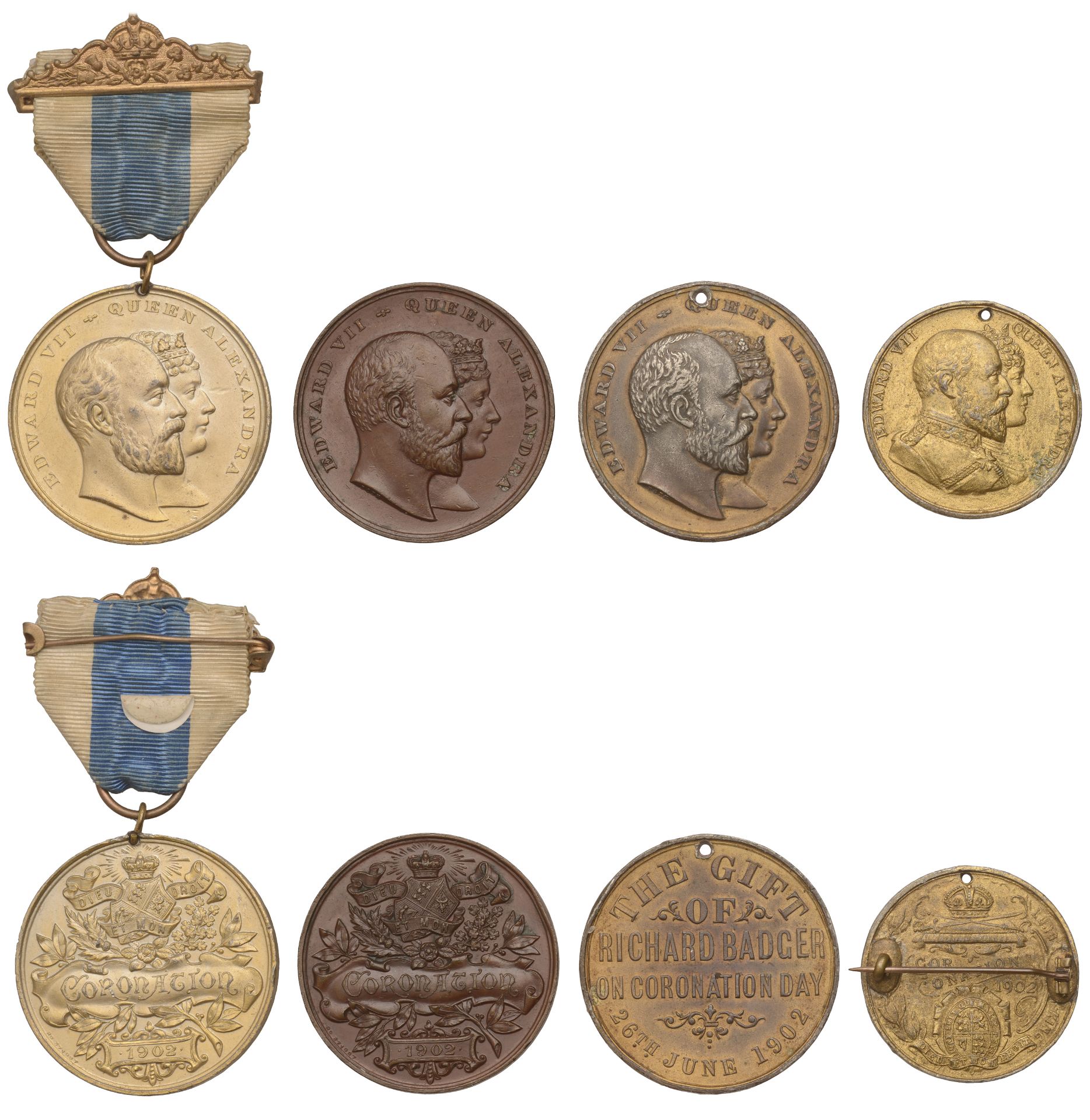 Coronation, 1902, medals (4) by Pope & Co.: gilt white metal and bronze, each 45mm (C & W 45...