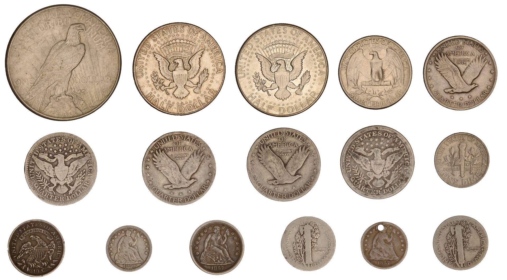 United States of America, Dollar, Half-Dollars (2), Quarter-Dollars (6), Dimes (5), Half-Dim... - Image 2 of 3