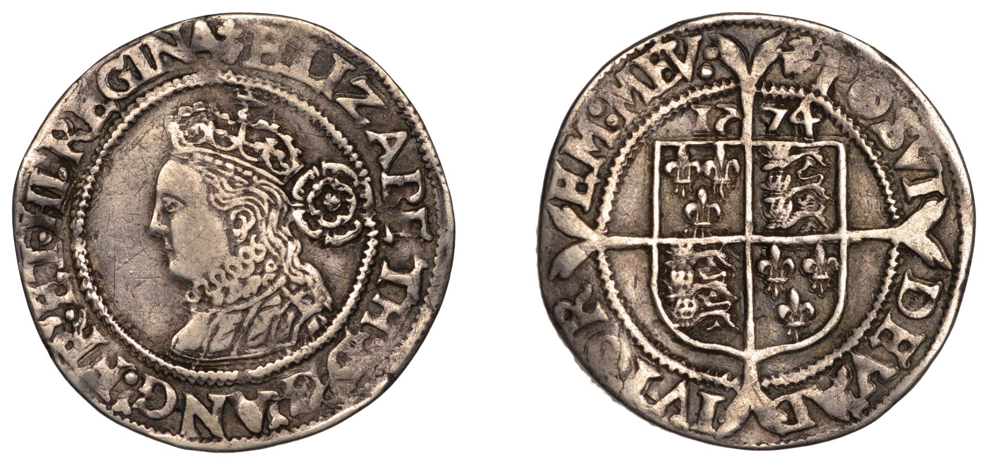Elizabeth I (1558-1603), A contemporary imitation of a Sixpence, 1574, mm. ermine, reads eli...