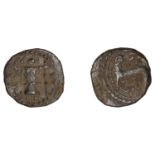 Early Anglo-Saxon Period, Sceatta, Secondary series K/N related, type 16/41b mule, cowled fi...