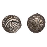 Early Anglo-Saxon Period, Sceatta, Primary series E, Porcupine/Stepped Cross type 53, porcup...