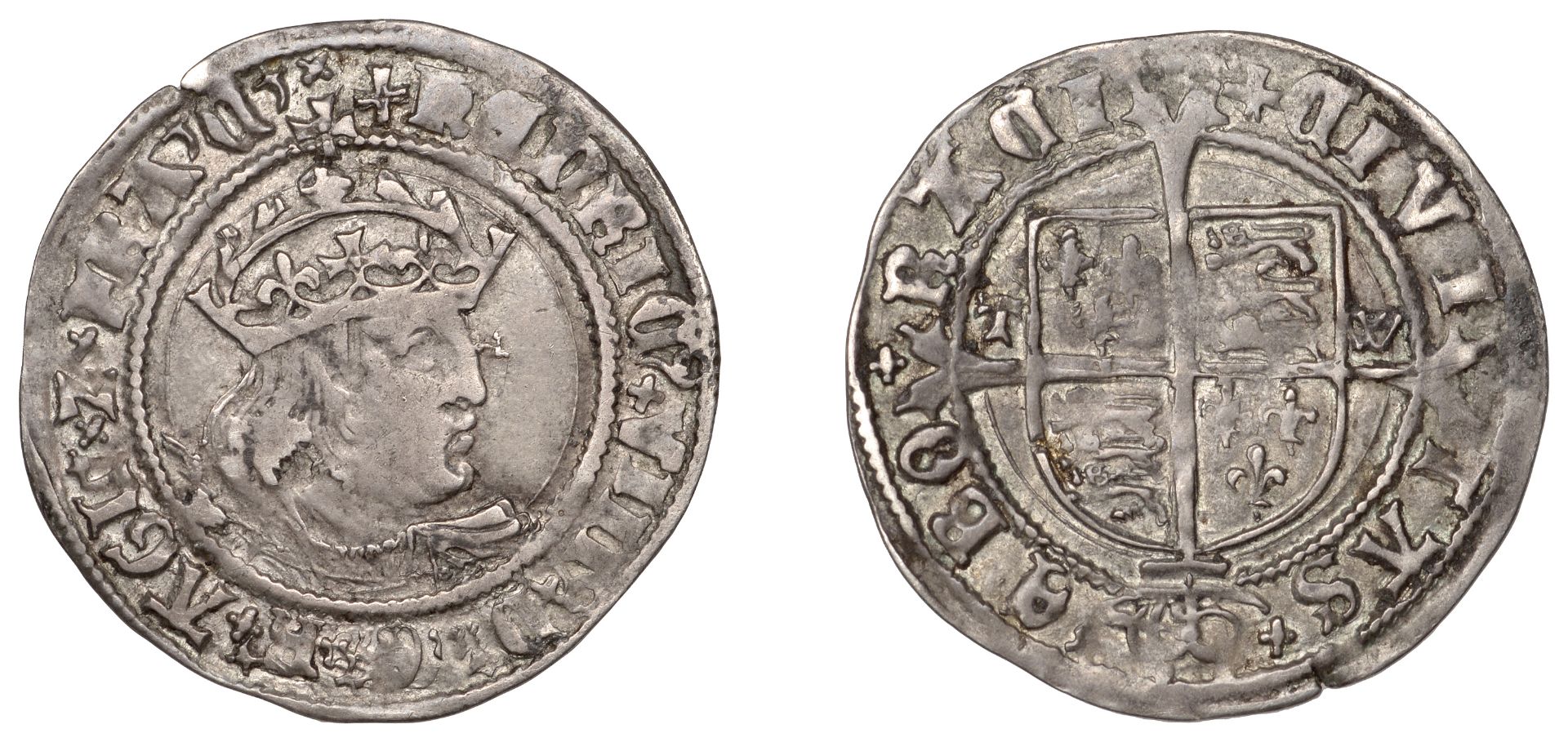 Henry VIII (1509-1547), Second coinage, Groat, York, Abp Wolsey, mm. voided cross, tw by shi...