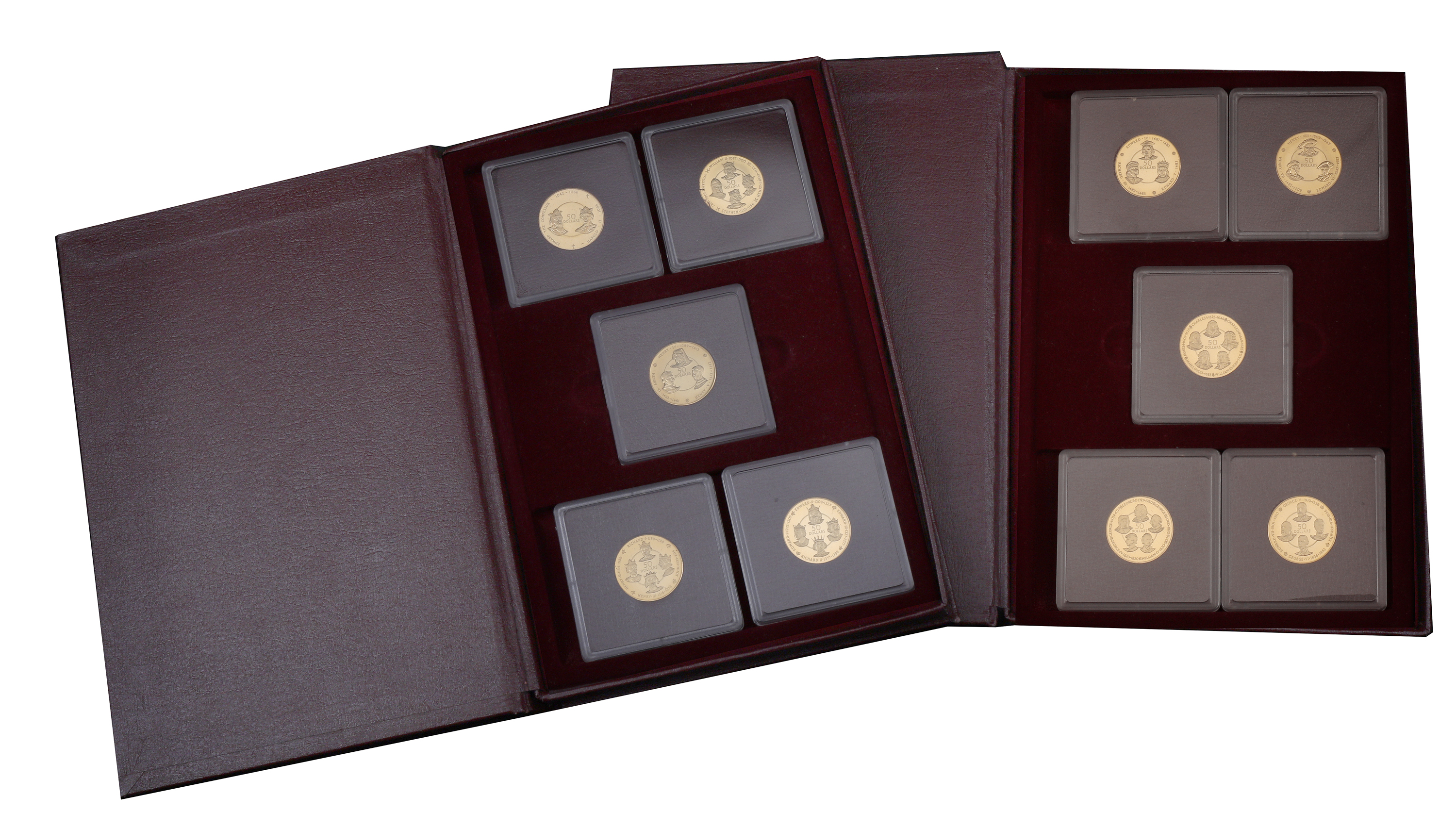 Cayman Islands, Elizabeth II, The Gold Kings of England Collection, 1980, comprising gold 50...