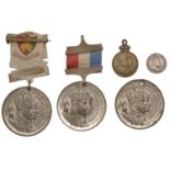 Coronation, 1902, a silver medal, unsigned, 16mm (C & W 4429A.1); a brass medal, unsigned, 3...