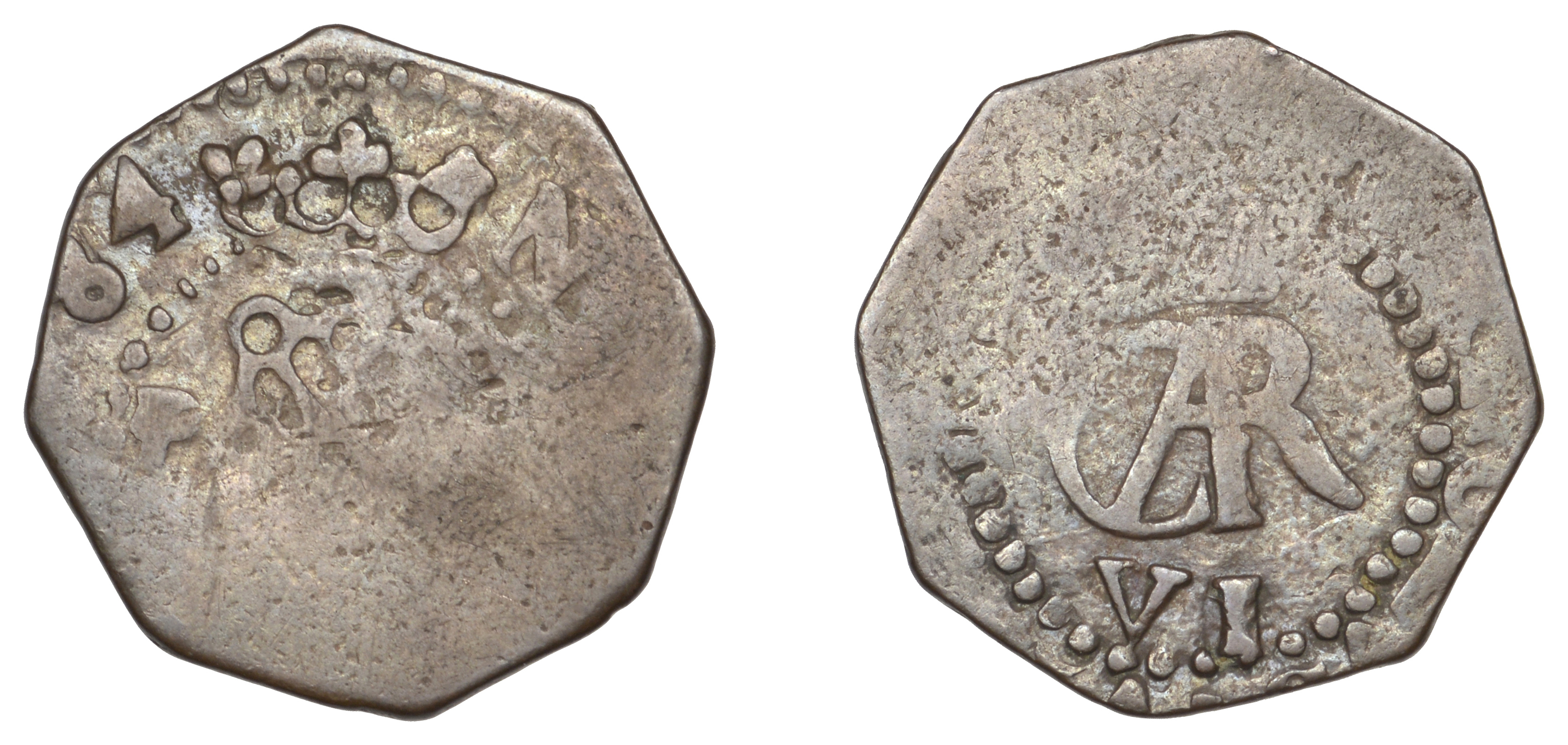 Spain, Charles II, Maravedi, 1684, Pamplona, 2.81g/7h (CCT 759 var.; CayÃ³n -). Partly flat,...