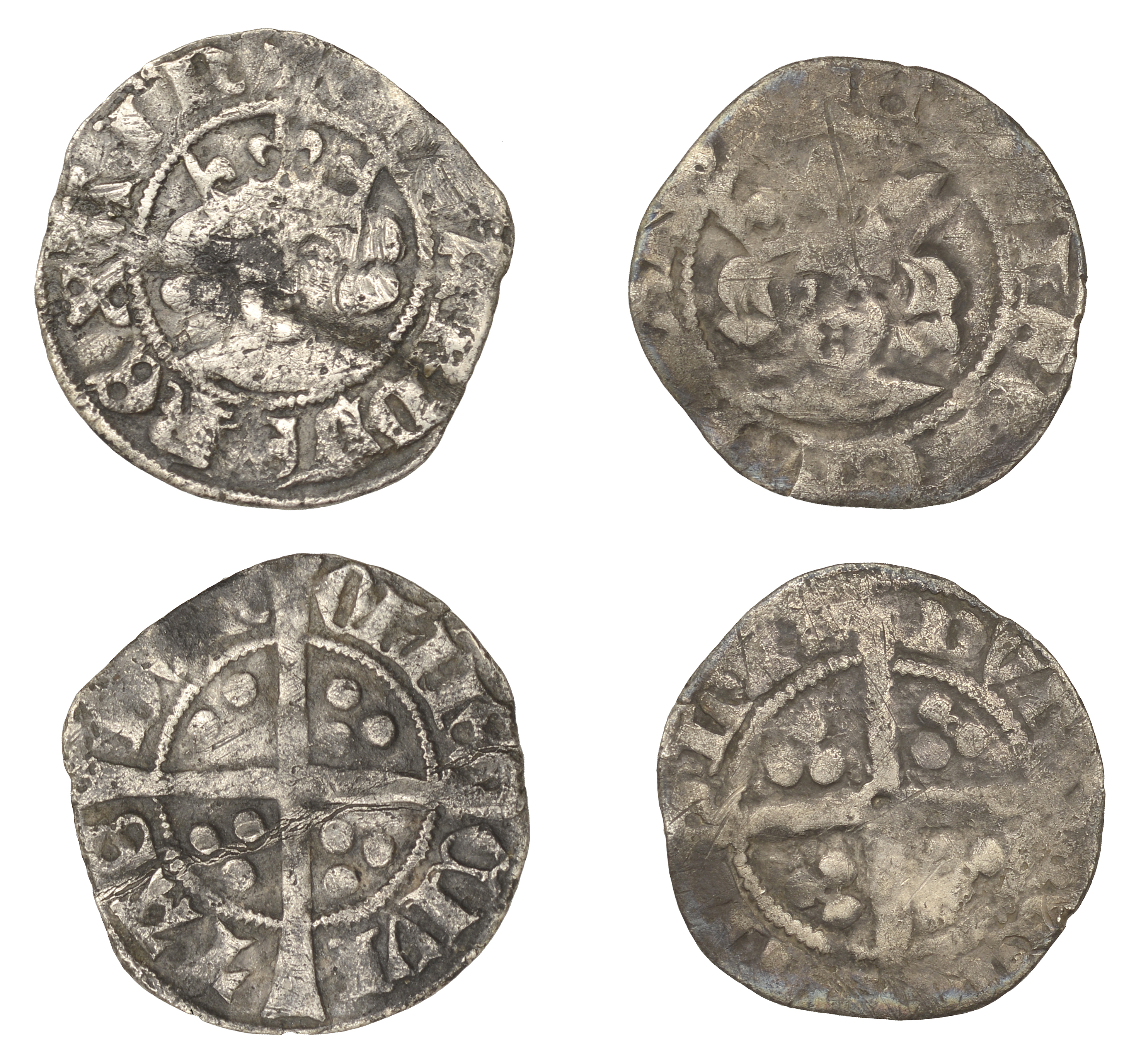 Edward III (1327-1377), Bp Hatfield, Florin coinage, Pennies (2), type D4/d5, mm. cross patt...